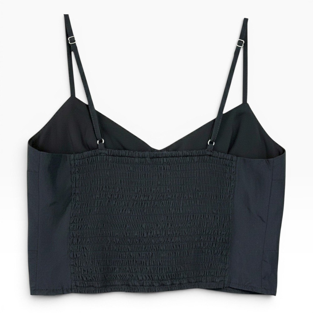 ABERCROMBIE FITCH Cutout Lined Ultra Crop Top Blouse Womens S Black Ruched Back - Picture 4 of 7